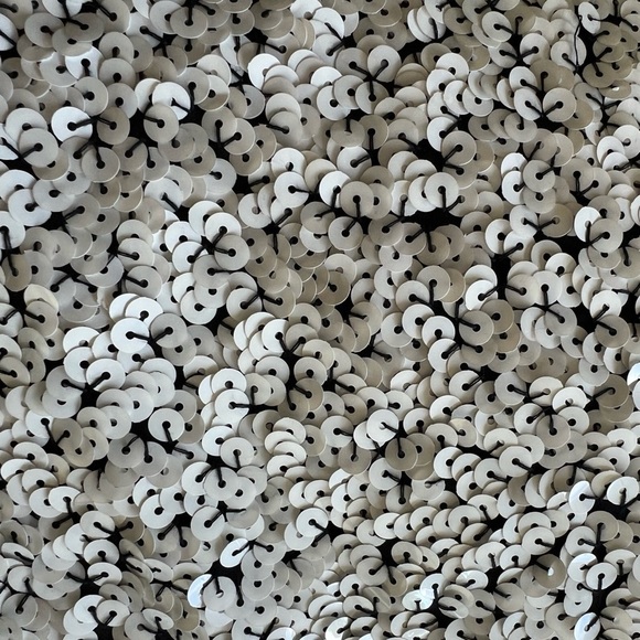 Ann Taylor top short sleep black white sequins medium - Picture 6 of 7